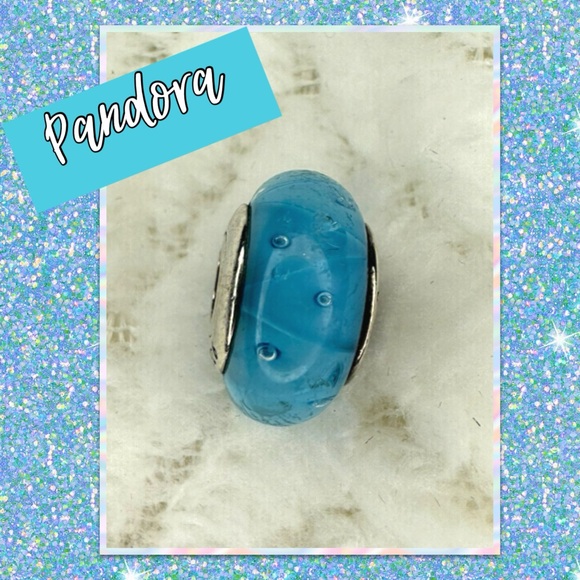PANDORA Turquoise Murano Looking Glass Charm - Picture 1 of 7